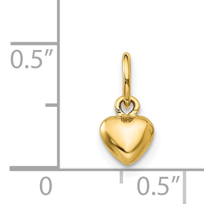 14K Yellow Gold Polished 3-D Puffed Heart Charm