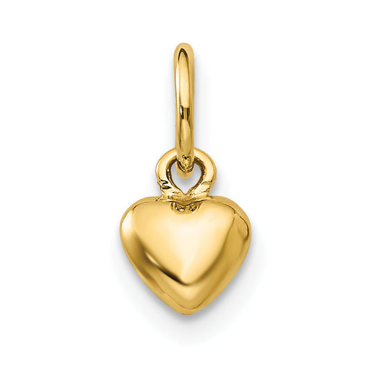14K Yellow Gold Polished 3-D Puffed Heart Charm