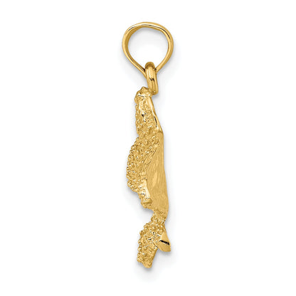14K Yellow Gold Textured Spotted Eagle Ray Charm
