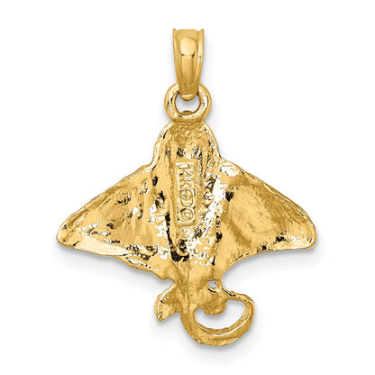 14K Yellow Gold Textured Spotted Eagle Ray Charm