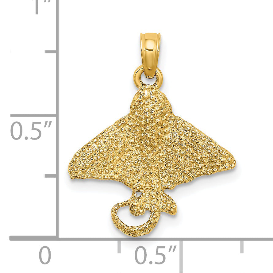 14K Yellow Gold Textured Spotted Eagle Ray Charm