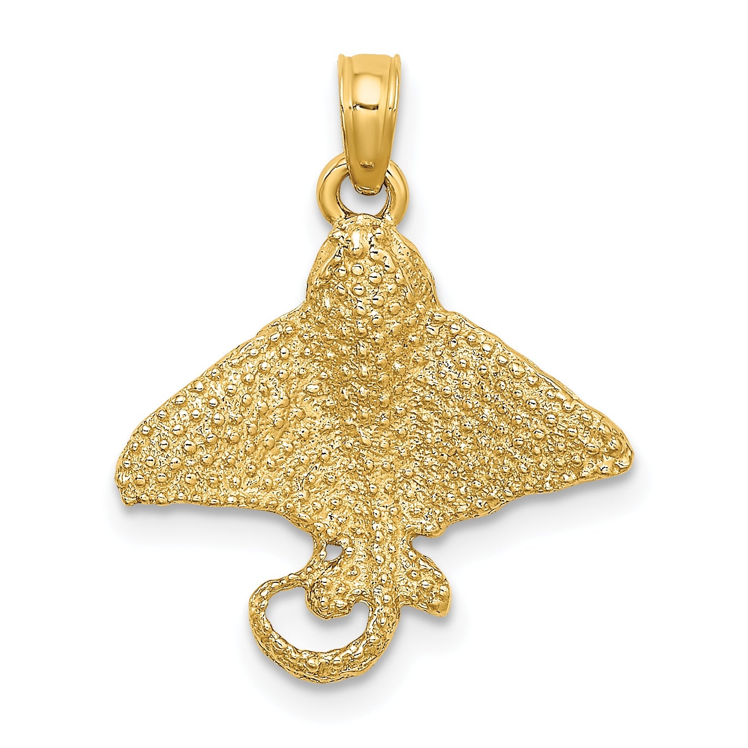 14K Yellow Gold Textured Spotted Eagle Ray Charm