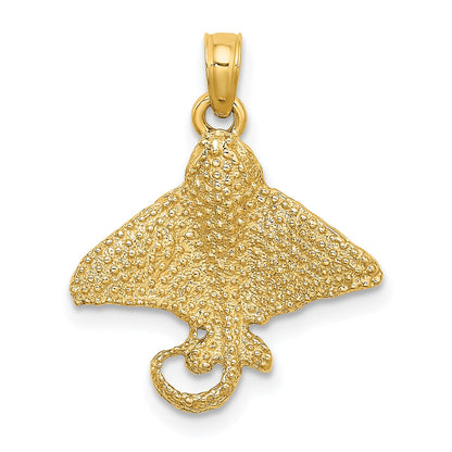 14K Yellow Gold Textured Spotted Eagle Ray Charm