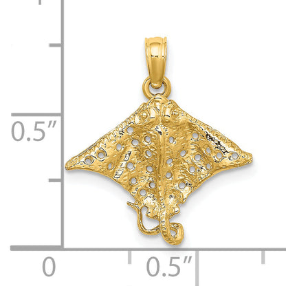14K Yellow Gold Spotted Eagle Ray With Holes Charm