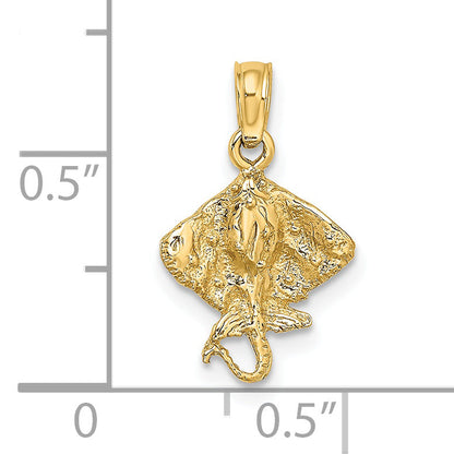 14K Yellow Gold Stingray Charm