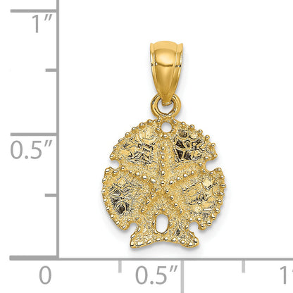 14K Yellow Gold Starfish On Sand Dollar Charm