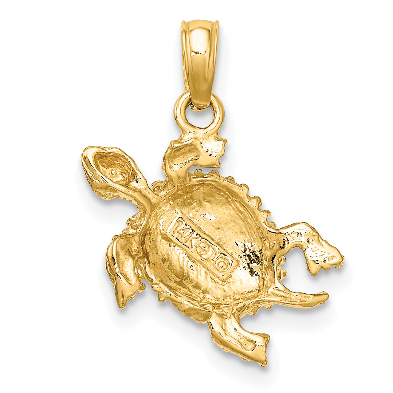 14K Yellow Gold Sea Turtle With Tail Charm