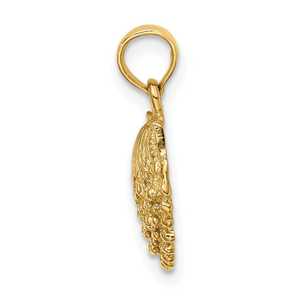 14K Yellow Gold Textured Scallop Shell Charm