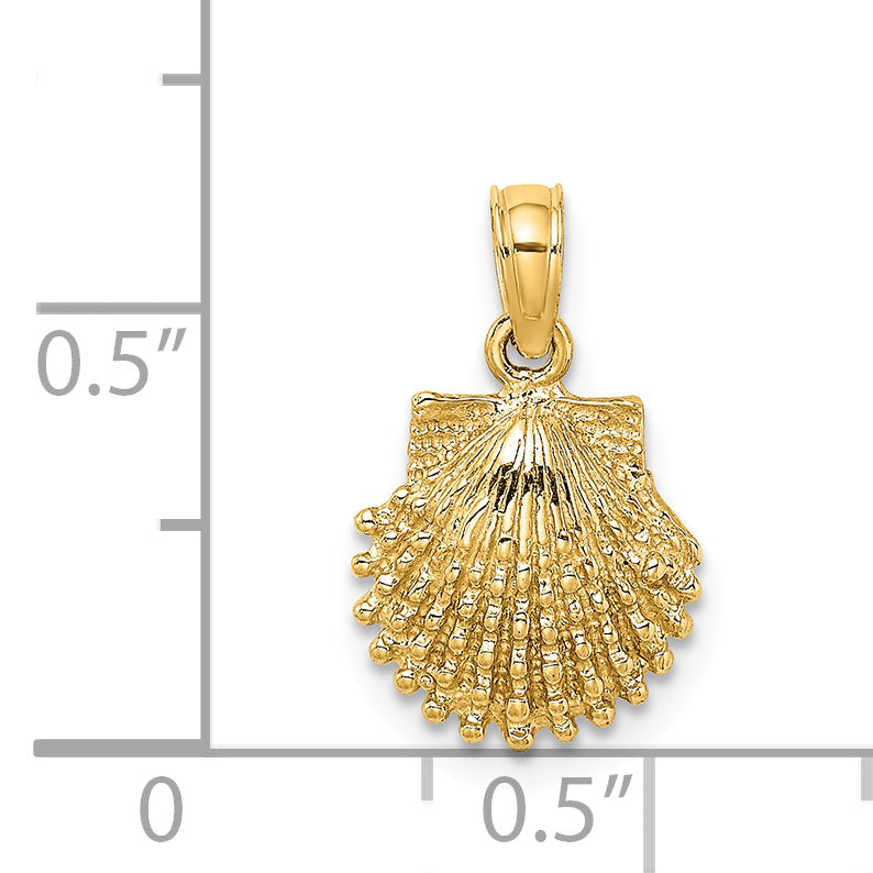 14K Yellow Gold Textured Scallop Shell Charm