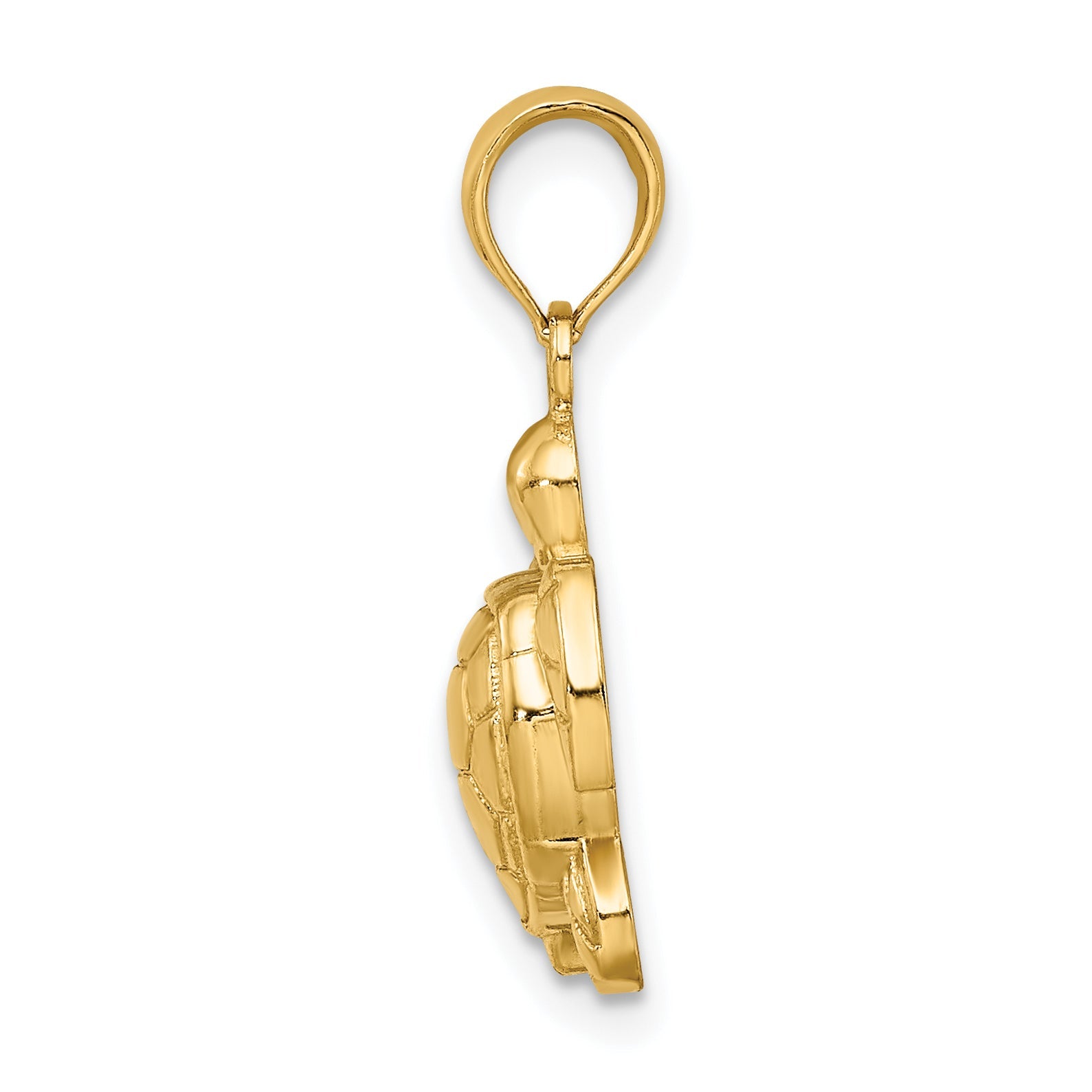 14K Yellow Gold Textured Sea Turtle Charm
