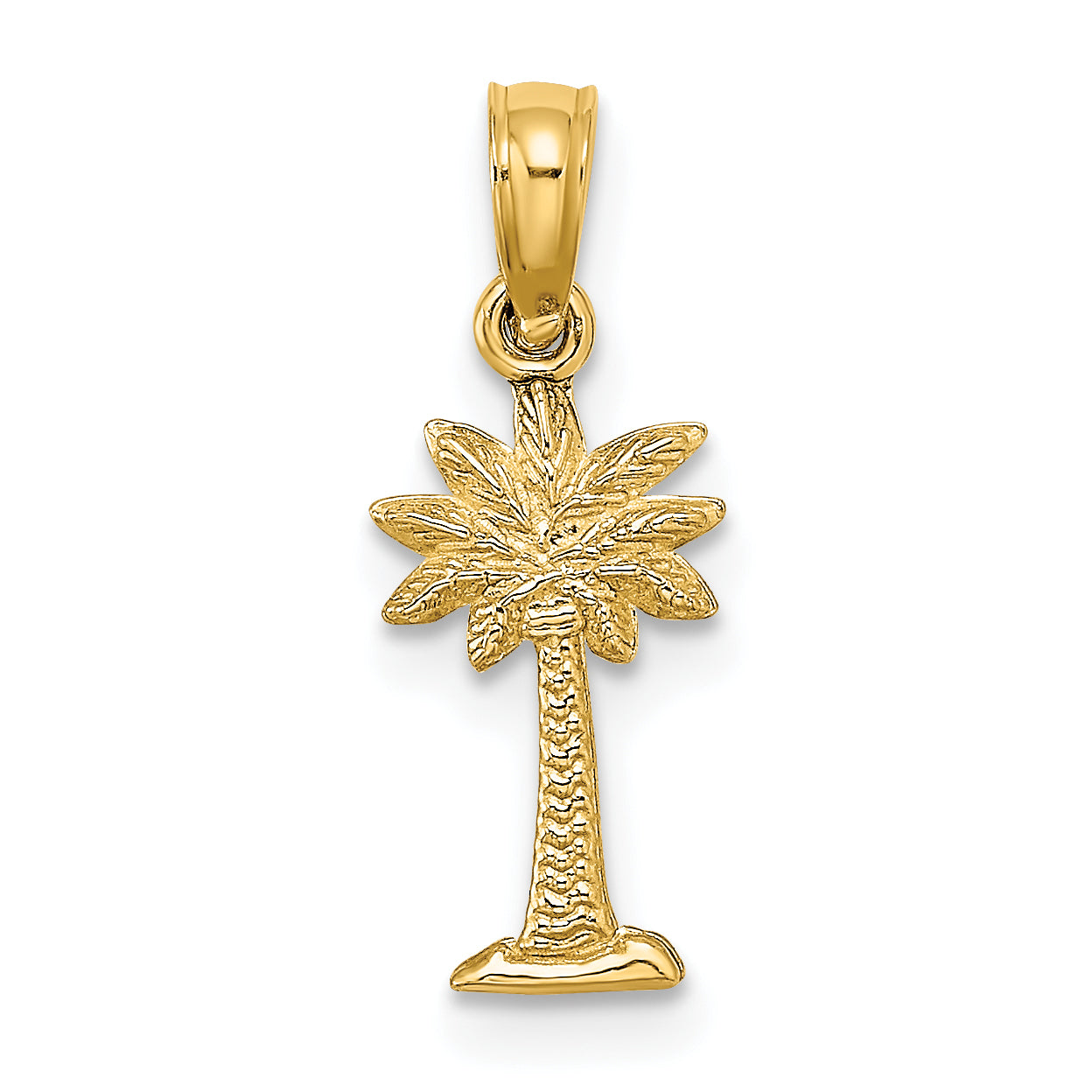 14K Yellow Gold 2-D Textured Mini Palmetto Palm Tree Charm