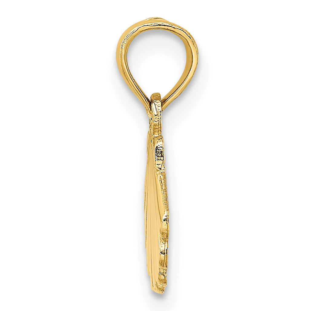 14K Yellow Gold Polished And Engraved Shell Charm