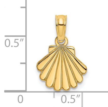 14K Yellow Gold Polished And Engraved Shell Charm