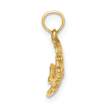 14K Yellow Gold Polished Engraved Fish Charm