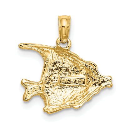 14K Yellow Gold Polished Engraved Fish Charm