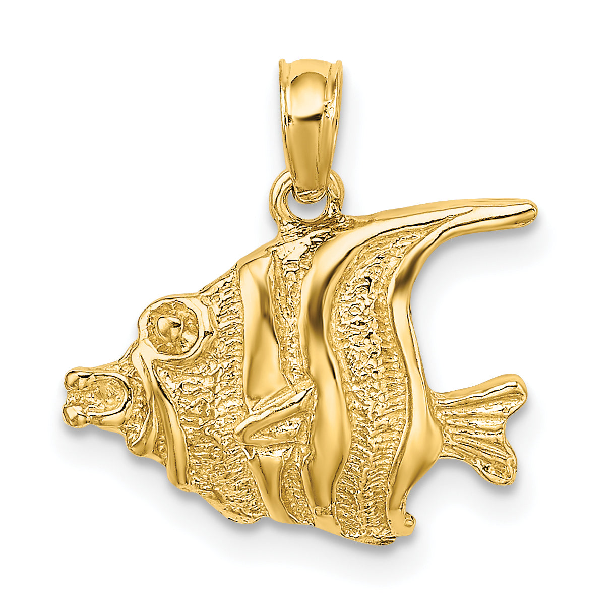 14K Yellow Gold Polished Engraved Fish Charm