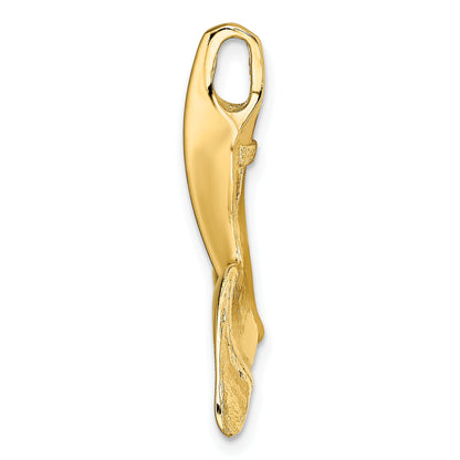 14K Yellow Gold 3-D Polished Engraved Whale Tail Chain Slide