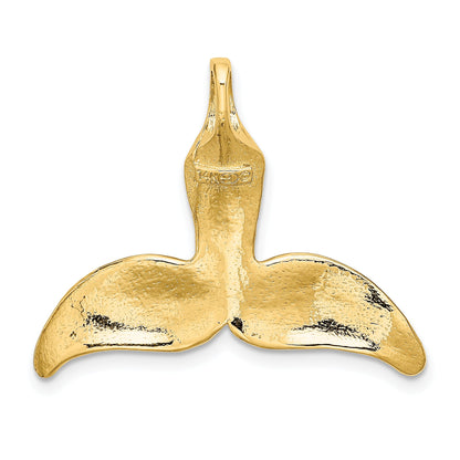 14K Yellow Gold 3-D Polished Engraved Whale Tail Chain Slide