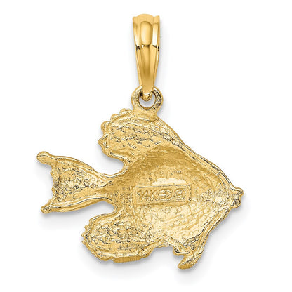 14K Yellow Gold Polished Engraved Fish Charm