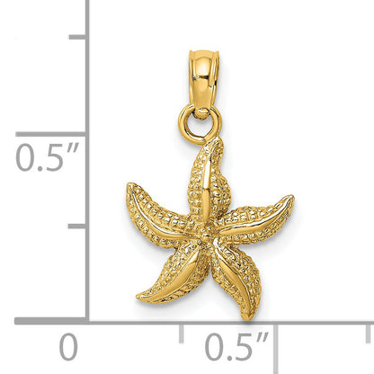 14K Yellow Gold Textured Starfish Charm