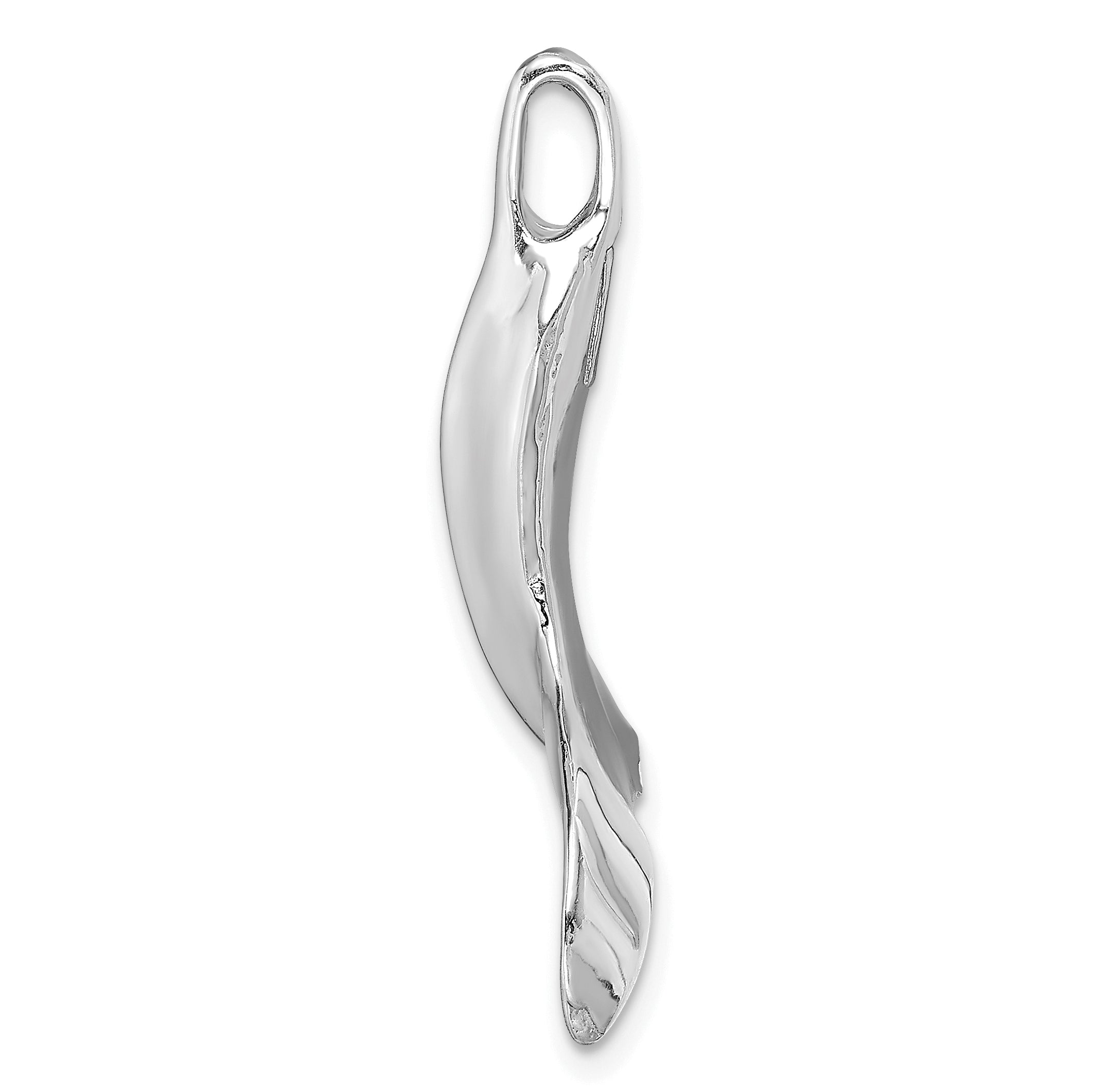 14K White Gold 3-D Polished Whale Tail Chain Slide