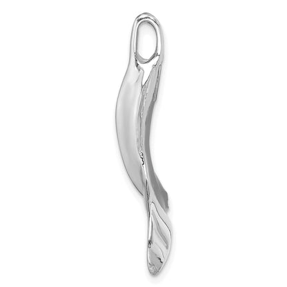 14K White Gold 3-D Polished Whale Tail Chain Slide