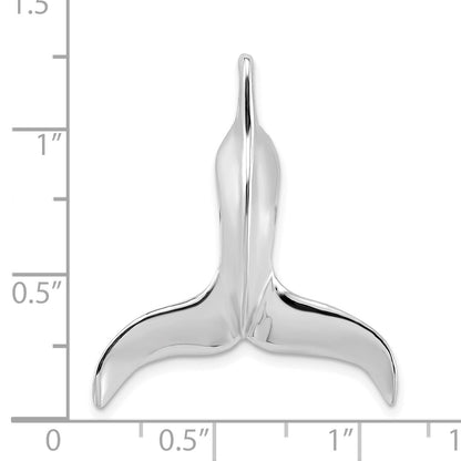 14K White Gold 3-D Polished Whale Tail Chain Slide