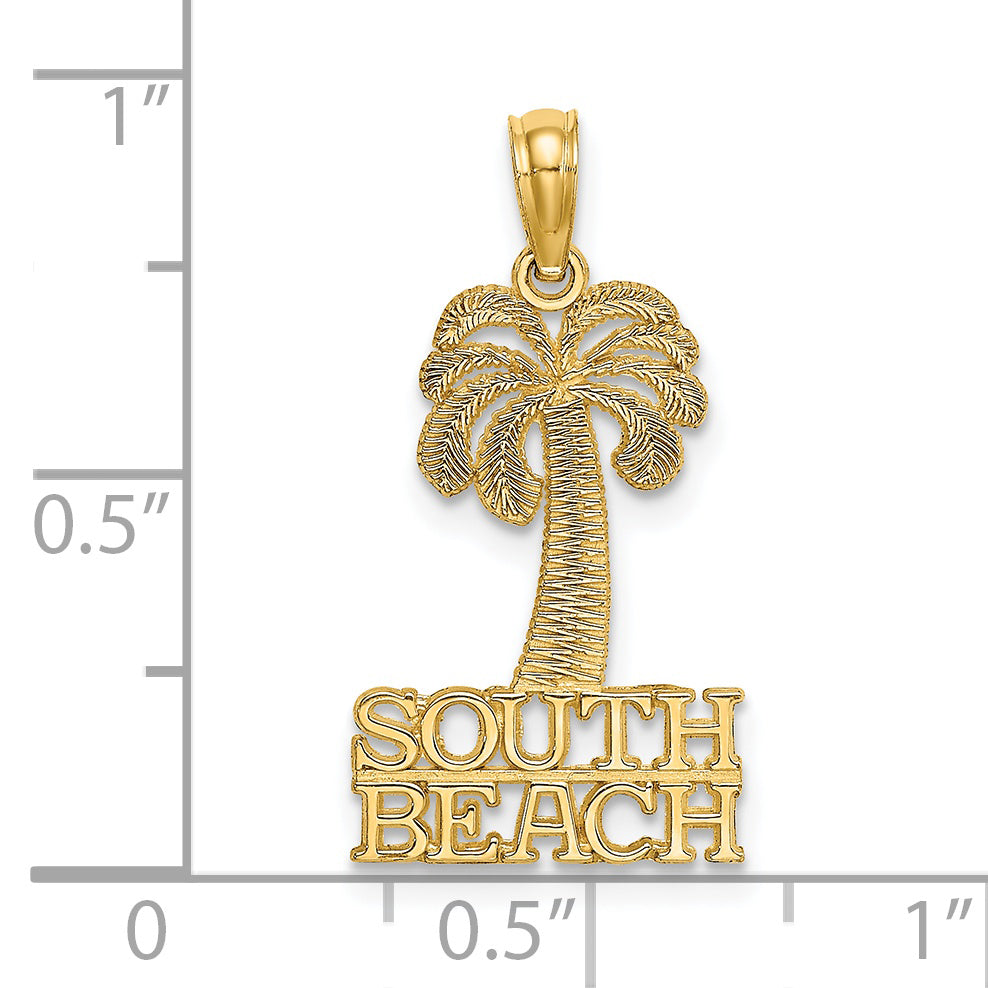 14K Yellow Gold South Beach Under Palm Tree Charm