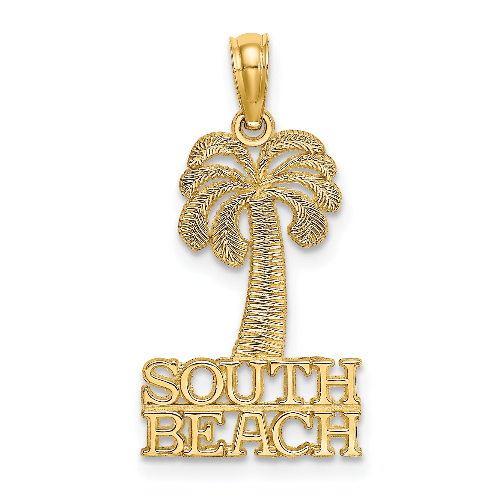 14K Yellow Gold South Beach Under Palm Tree Charm