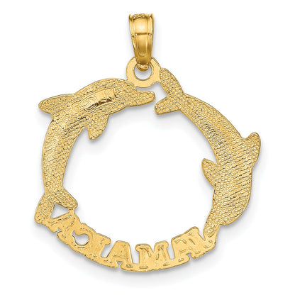 14K Yellow Gold Jamaica W/Dolphins Charm