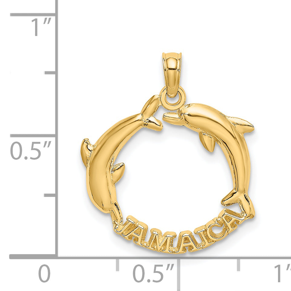14K Yellow Gold Jamaica W/Dolphins Charm