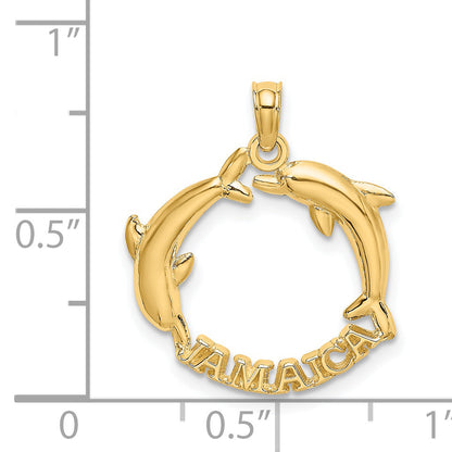 14K Yellow Gold Jamaica W/Dolphins Charm