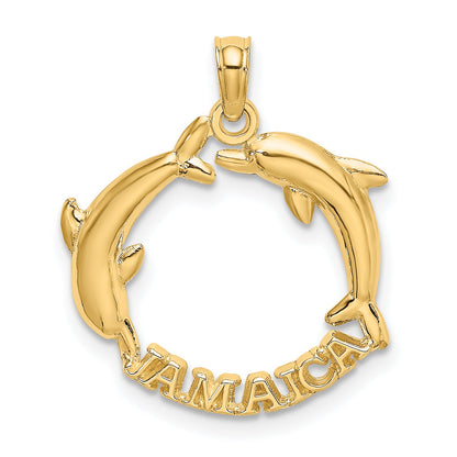 14K Yellow Gold Jamaica W/Dolphins Charm
