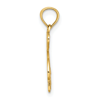 14K Yellow Gold I Heart Siesta Key With Dolphin Charm