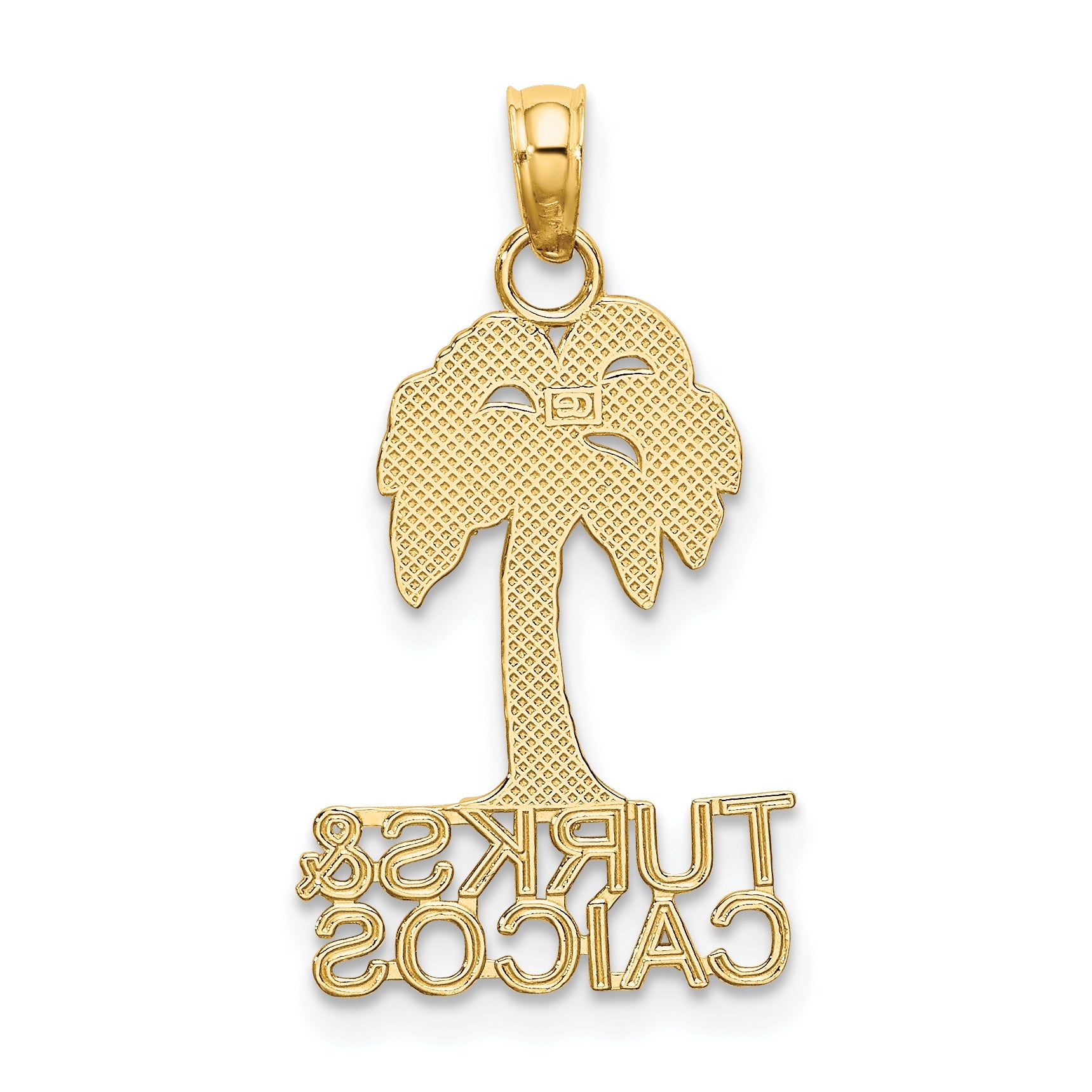 14K Yellow Gold Turks And Caicos Palm Tree Charm