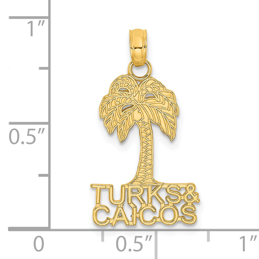 14K Yellow Gold Turks And Caicos Palm Tree Charm