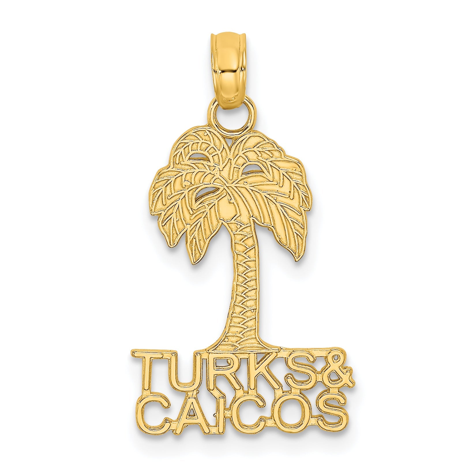 14K Yellow Gold Turks And Caicos Palm Tree Charm