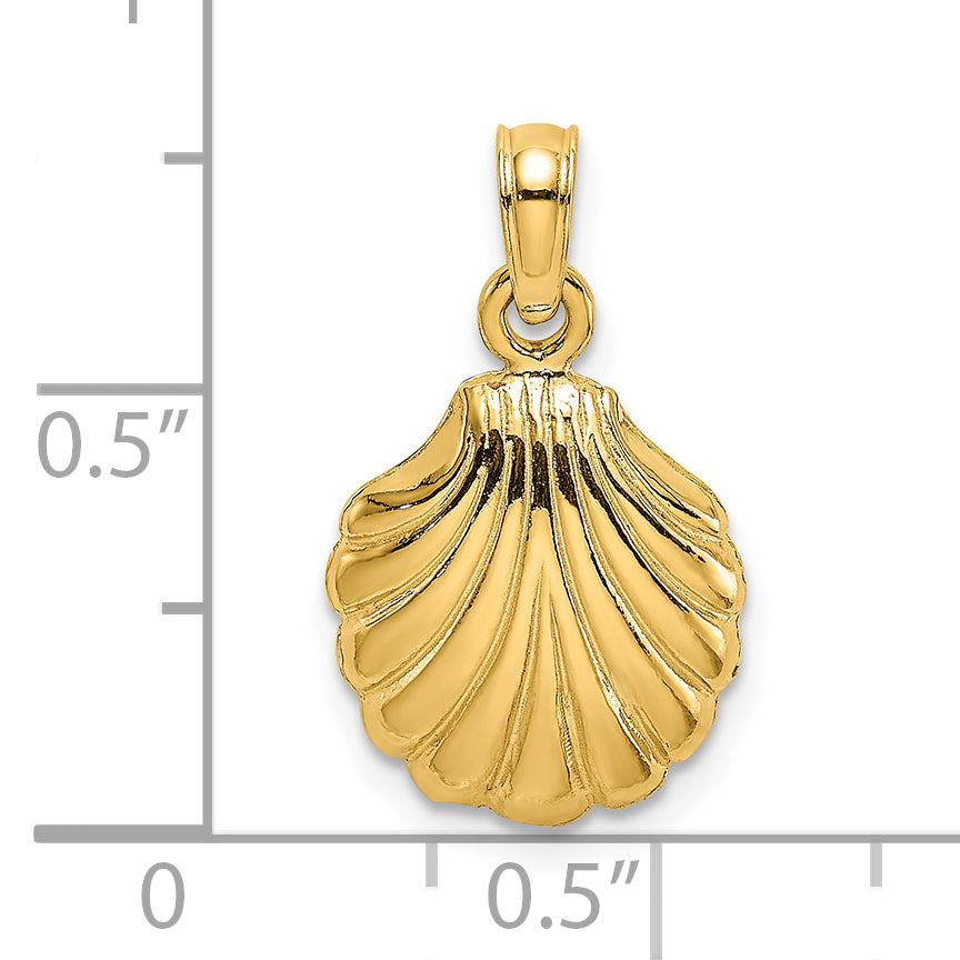 14K Yellow Gold Polished Scallop Shell Charm