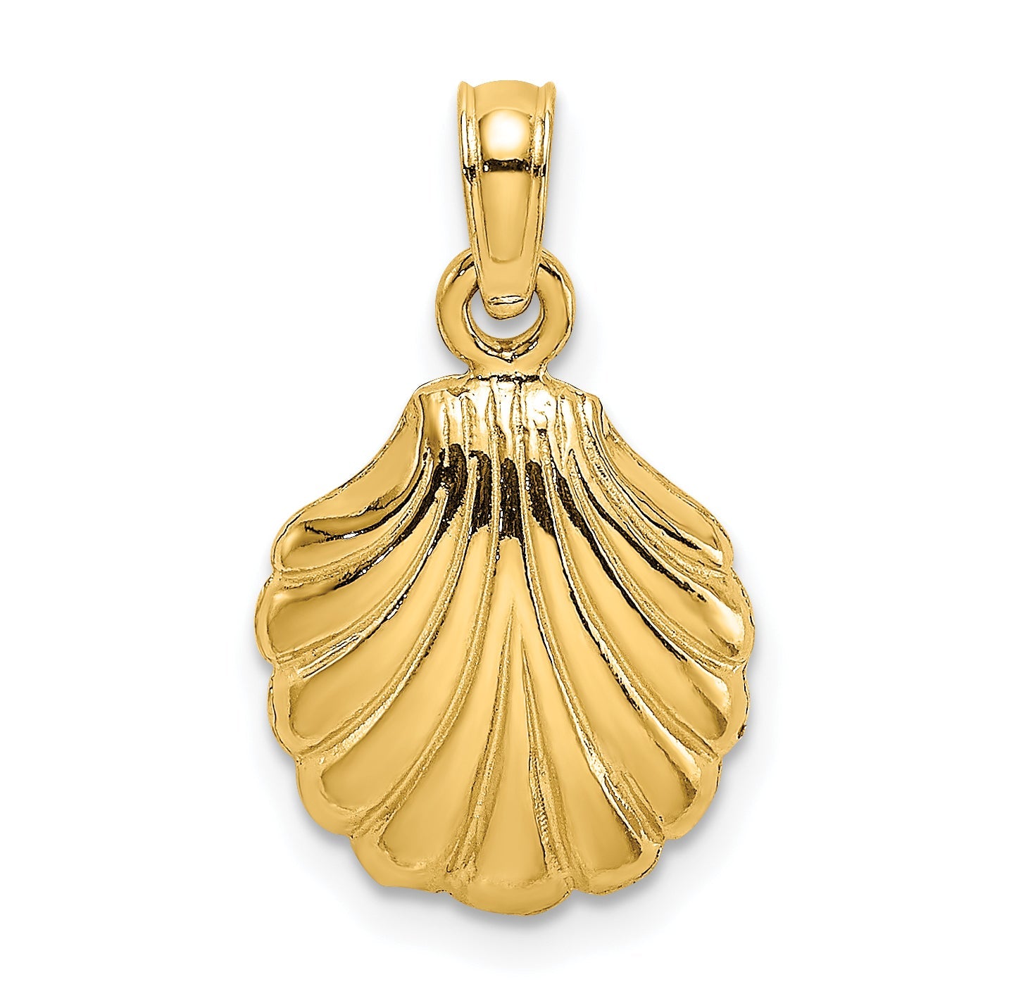 14K Yellow Gold Polished Scallop Shell Charm