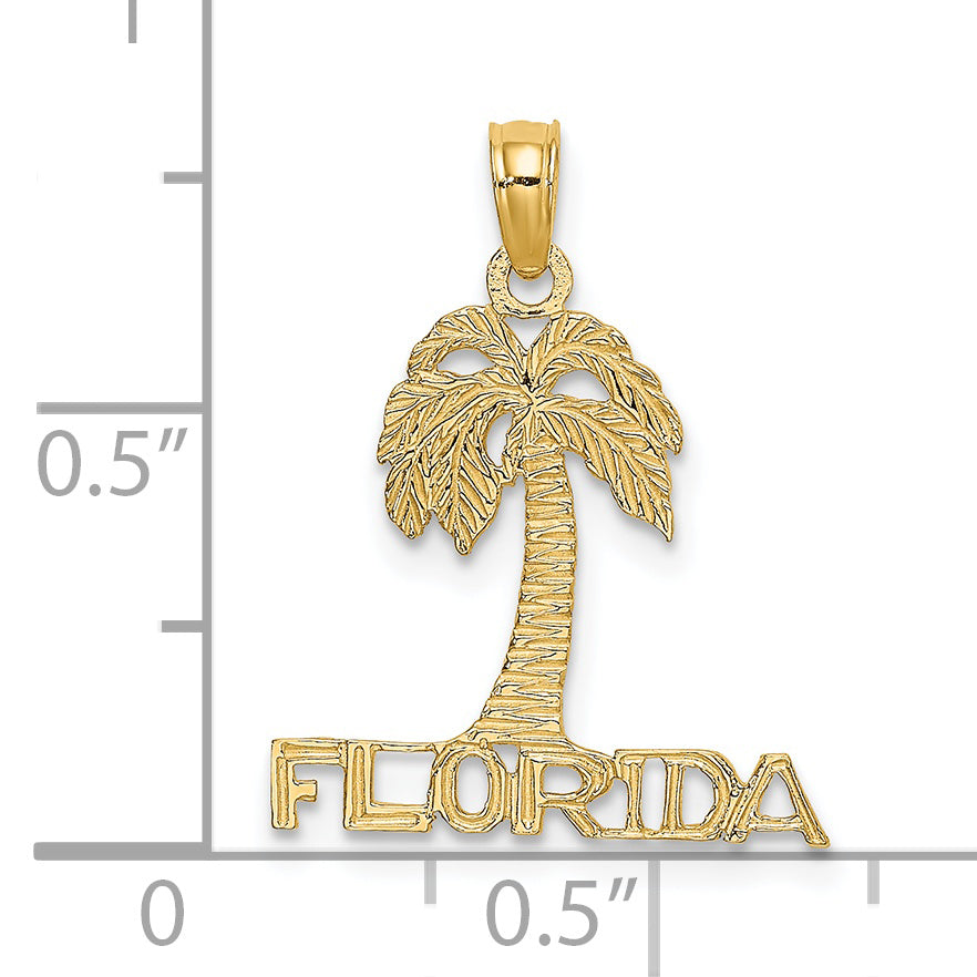 14K Yellow Gold Florida Palm Tree Charm
