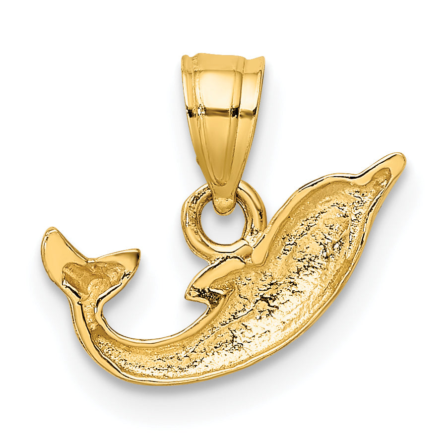 14K Yellow Gold Polished Mini Dolphin Charm