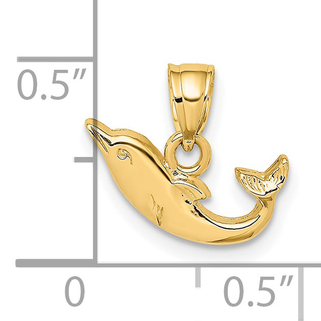 14K Yellow Gold Polished Mini Dolphin Charm