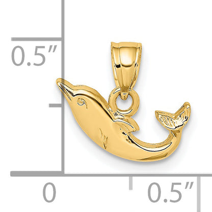 14K Yellow Gold Polished Mini Dolphin Charm