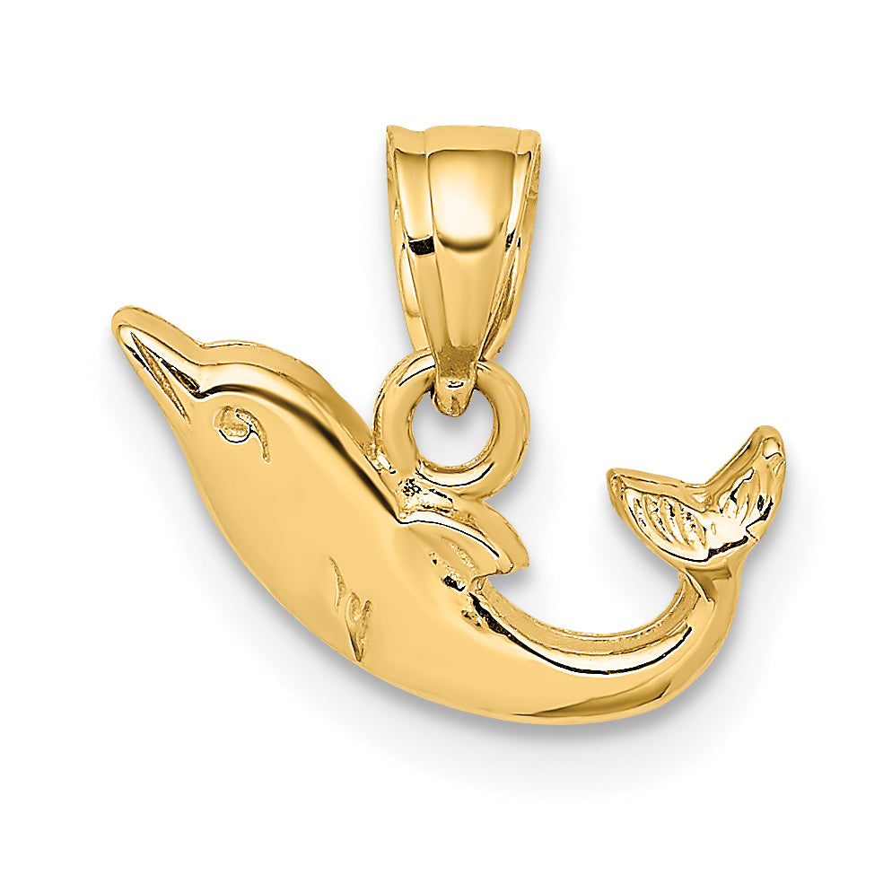 14K Yellow Gold Polished Mini Dolphin Charm