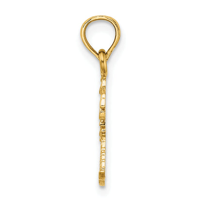 14K Yellow Gold Texture Mini Double Palm Trees Charm