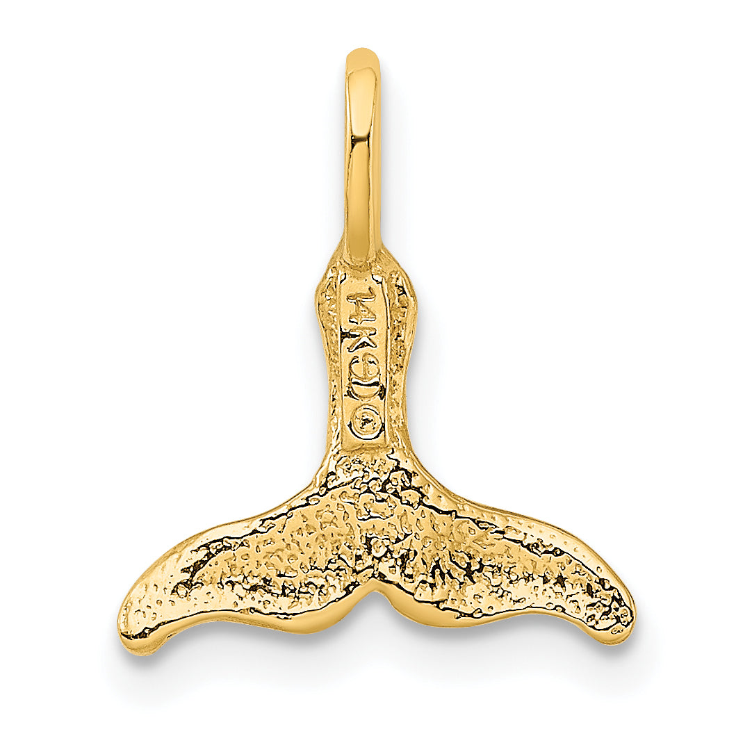 14K Yellow Gold Polished Textured Mini Whale Tail Charm
