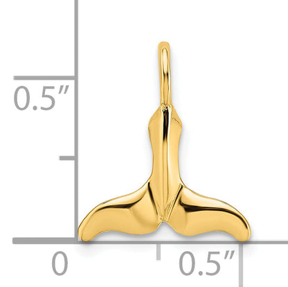 14K Yellow Gold Polished Textured Mini Whale Tail Charm