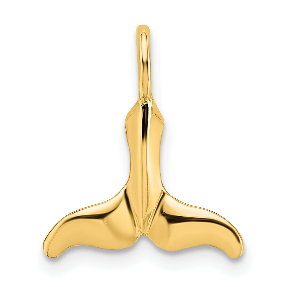14K Yellow Gold Polished Textured Mini Whale Tail Charm