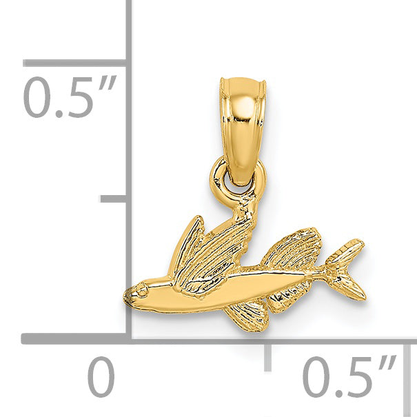 14K Yellow Gold Mini Flying Fish Charm