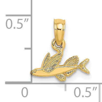 14K Yellow Gold Mini Flying Fish Charm